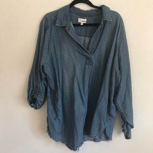 Chambray distressed top